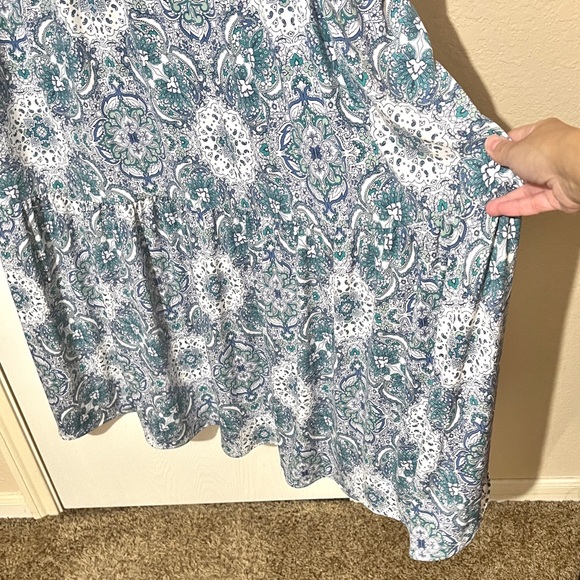 Lane Bryant Blue & White Paisley Maxi Tiered Dress Cottagecore Feminine - Picture 6 of 11